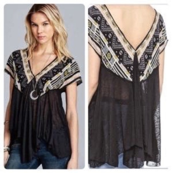 Free People Black We Are Golden Tunic Small - Picture 1 of 7